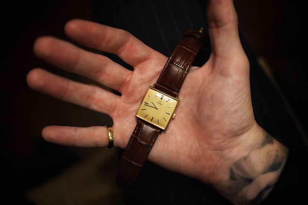 Omega Solid Gold Manual Wind Tank