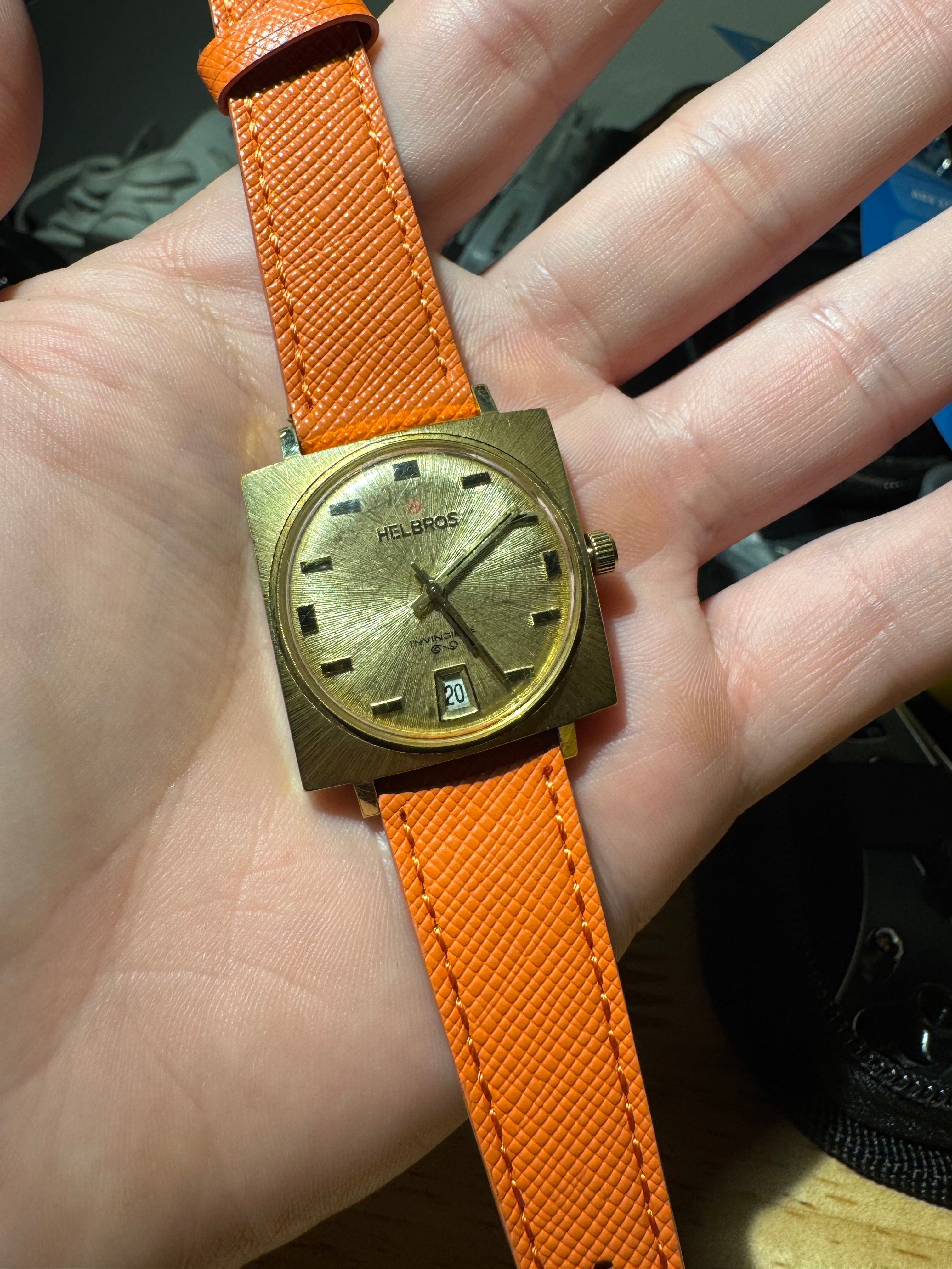 Helbros Invincible Sunburst-Scratch 1970's Manual Wind